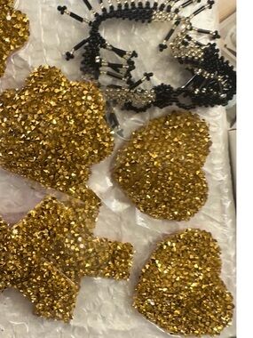 Gold Glitter Heart ♥️ X flower 🌺 nipple covers Appliques